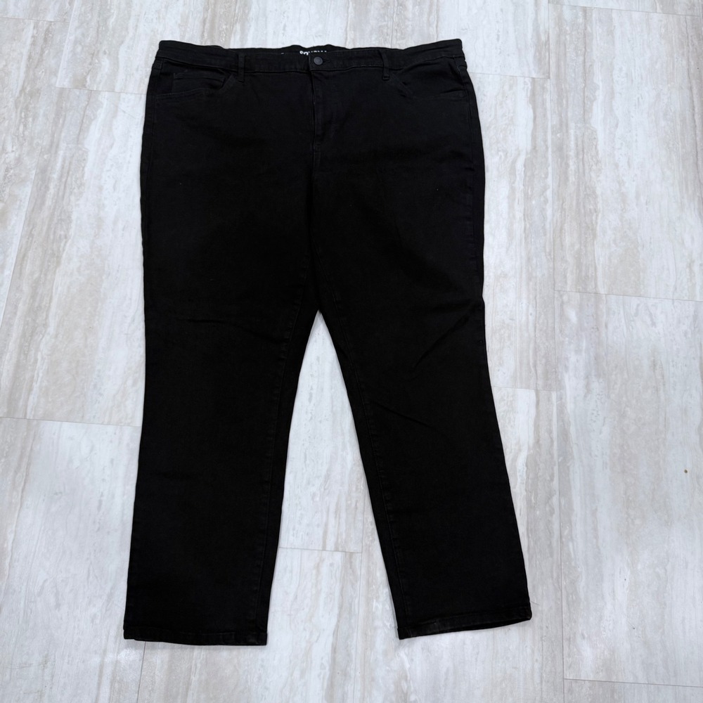 Sonoma Goods For Life Womens Black Straight Leg Jeans Size 24W Stretch Denim